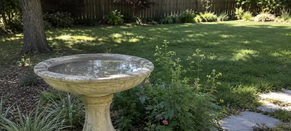 birdbath in the backyard
