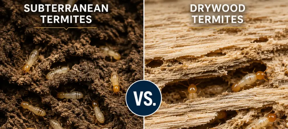subterranean vs drywood termites