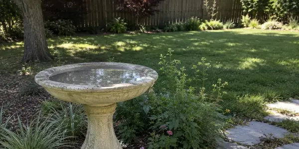 birdbath in the backyard
